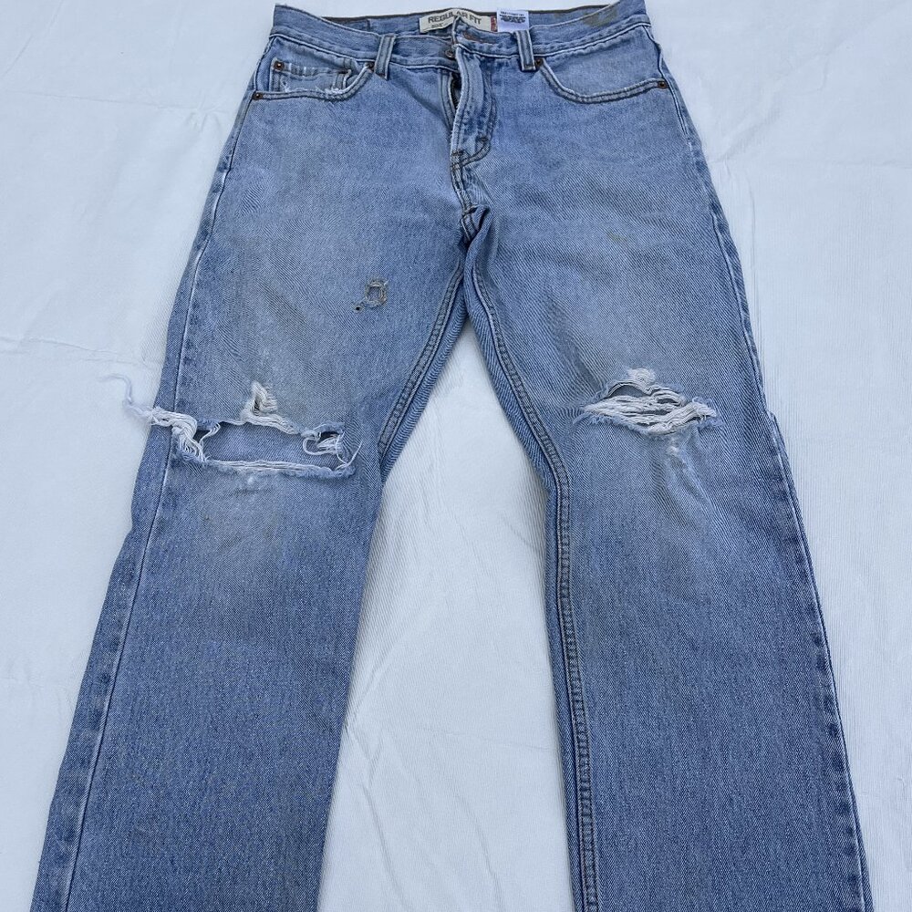 Vintage Levis 505 Regular Fit Jeans Size 30x30 Distressed Holes